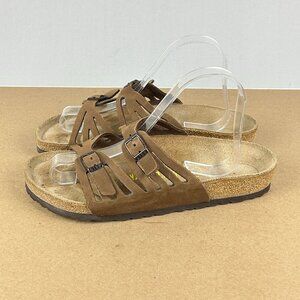 Birkenstock Granada Soft Footbed Leather Sandals Womens 8 Tan Buckles